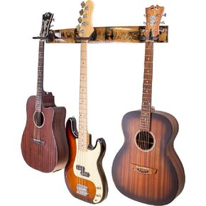 حامل على الحائط من Whisky Barrel Stave 3-Guitar | حامل أدوات للجيتار والقيثارة والكمان والبانجو والباس وشماعة الجيتار ولمسة نهائية طبيعية