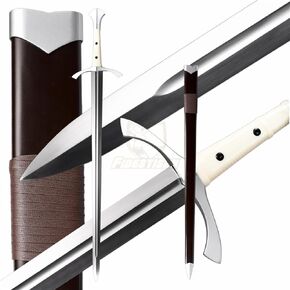 45inch Handmade Medieval Claymore Real Long Sword Swords Full Tang Black Blade | Self Assembly Detachable | Modern DIY Style | Spring Steel 65Mn Bend 60° | with Scabbard