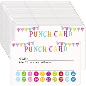 120 Pcs Reward Punch Cards Behavior Incentive Awards for Kids Students Teachers Home Classroom School Business Loyalty Card Positive Reinforcement Tool - 2" x 3.5"