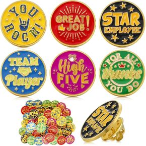 48 Pcs Employee Appreciation Lapel Pin 3/4 Inch 6 Style Employee Enamel Pins Employee of The Month Pin Recognition Encouragement Pins Team Award