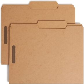 Smead Heavyweight Fastener File Folder, 2 Fasteners, 2/5-Cut Tab Right of Center Position, Guide Height, Letter Size, Kraft, 50 per Box (14882)
