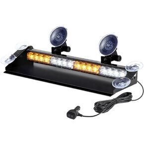WOWTOU Aluminum Housing 29 Flash Patterns Amber LED Emergency Strobe Dash Light Bar for Trucks Snow Plows Construction Vehicles Pilot Cars, Windshield Safety Flashing Lightbar