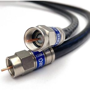 25ft Quad Shield Solid Copper 3GHZ RG-6 Coaxial Cable 75 Ohm (DIRECTV Satellite TV or Broadband Internet) Anti Corrosion Brass Connector RG6 Fittings Assembled in USA by PHAT SATELLITE INTL