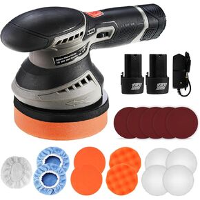 آلات تلميع أثاث السيارات اللاسلكية، مجموعة تلميع كهربائية، آلات تلميع وتلميع السيارات مع 2500-5500 دورة في الدقيقة، 6 سرعات متغيرة، قاعدة 125 مم لتلميع الصنفرة التلقائية in Kuwait