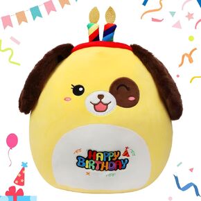 20-Inch Large Birthday Dog Plush Pillow Jumbo Happy Birthday Throw Pillow Cute Puppy Plush Toy Giant Soft Hugging Stuffed Animal Birthday Gifts for Kids Adults,Yellow