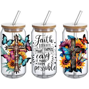 Just A Girl Who Loves Books'UV DTF Glass Cup Wrap Transfer Decal -3PCS Craft Transfers, Waterproof Decal for 16oz Glass Cups, Furniture, and Wood - Ceramic Mug DIY Crafts