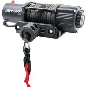SuperATV 4500 lb Winch For UTV/ATV | Complete Black Ops Winch Kit | Waterproof Seals And Solenoid | 1.3 HP Motor | 166:1 Gear Ratio