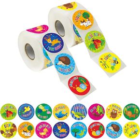600 Teacher Reward Encouragement Motivational Spanish Espanol Sticker in 16 Animal Designs for Teachers, Classroom Use, (Each Measures 1.5" in Diameter)