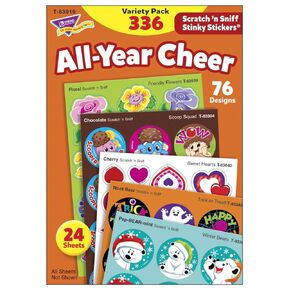 All Year Cheer Stinky Stickers Variety Pack by TREND Enterprises, Inc.; 336 ct.; 70 Designs, 8 scents