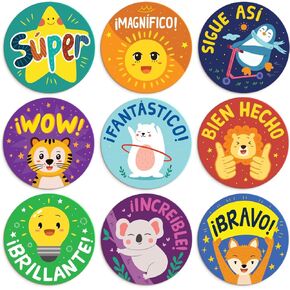 S&O Spanish Stickers for Encouragement - Motivational Stickers for Kids - Spanish Classroom Decorations - Affirmation Stickers En Espanol - 1008 Spanish Classroom Stickers for Students Elementary