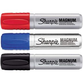 Sharpie Magnum - Blue + Black + Red - 3-Color Bundle - Magnum Oversized Permanent Markers - Chisel Tip