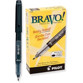 2 DOZEN Total 24, Pilot Bravo Liquid Ink Marker Pens, Bold Point, Black (11034)
