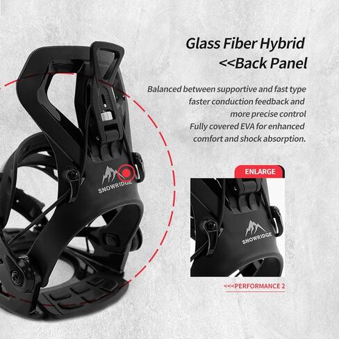 Rear Entry Step in Style Snowboard Bindings, Pro All-Mountain Adjustable Snowboard Bindings for Men Black, Unisex Adult Fit Most Boot Sizes in Saudi Arabia