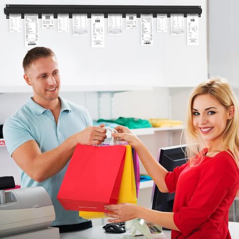 Photect 4 قطع حامل تذاكر لمجموعة المطاعم بما في ذلك 2 حامل إيصالات التذاكر من الفولاذ المقاوم للصدأ و2 قضيب منزلق من الألومنيوم لمقاهي المطاعم والمطبخ، أسود (15.8 × 2.3 بوصة) in Saudi Arabia