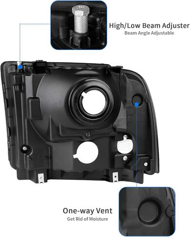 مجموعة المصابيح الأمامية DWVO متوافقة مع 2005-2007 Ford F250 F350 F450 F550 Super Duty/05 Ford Excursion عدسة شفافة الإسكان الأسود in Kuwait