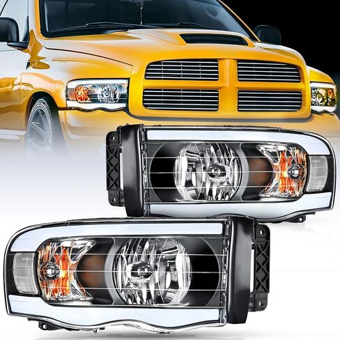Nilight Headlights Assembly Led DRL for 2002-2005 Dodge Ram 1500/2003 2004 2005 Dodge Ram 2500 3500 Headlamp, Black Housing Amber Reflector in Saudi Arabia