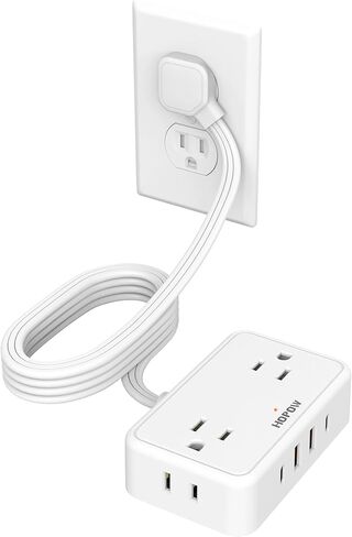 HOPOW Flat Plug Extension Cord, 4AC&2A2C, 6 FT Power Strip for Travel in Kuwait