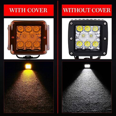 3 بوصة العنبر LED القرون يغطي 2 قطعة أضواء مكعب LED مربع يغطي الكمبيوتر شريط الضوء الواقي عدسة يغطي العنبر الضباب ضوء القرون يغطي in Kuwait