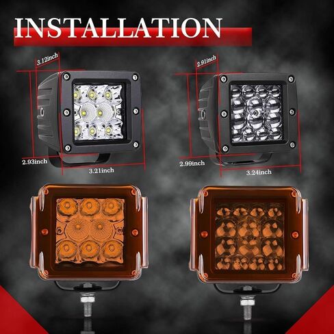 3 بوصة العنبر LED القرون يغطي 2 قطعة أضواء مكعب LED مربع يغطي الكمبيوتر شريط الضوء الواقي عدسة يغطي العنبر الضباب ضوء القرون يغطي in Kuwait