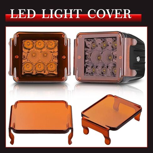3 بوصة العنبر LED القرون يغطي 2 قطعة أضواء مكعب LED مربع يغطي الكمبيوتر شريط الضوء الواقي عدسة يغطي العنبر الضباب ضوء القرون يغطي in Kuwait