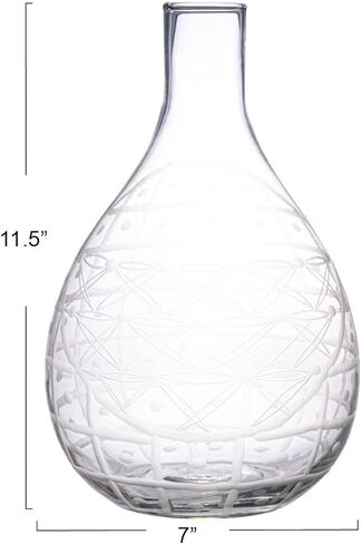 إبريق زجاجي مستصلح مستدير منفوخ يدويًا من Creative Co-Op، شفاف in Kuwait