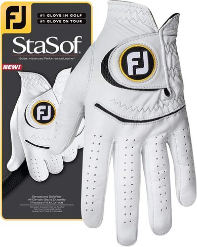 FootJoy Men's StaSof Golf Glove White Medium/Large, Worn on Right Hand in Saudi Arabia