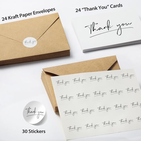 InstaDecor 24 Packs Thank You Cards with Envelopes and Stickers, Blue Thank You Notes Bulk Set for Small Business, Wedding, Bridal Shower, Christmas and Graduations, 3.5x5 Inch in Saudi Arabia
