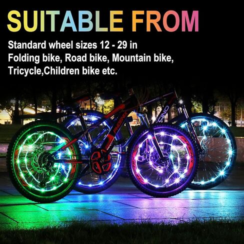 LED Bike Wheel Lights,2-Tire Pack USB Rechargeable Bike Lights with Batteries Included, Best Bicycle Lights - Stocking Stuffer Birthday Gift for Kids, Girls, Boys, Adults in Kuwait