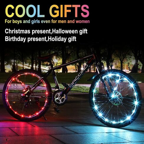 LED Bike Wheel Lights,2-Tire Pack USB Rechargeable Bike Lights with Batteries Included, Best Bicycle Lights - Stocking Stuffer Birthday Gift for Kids, Girls, Boys, Adults in Kuwait