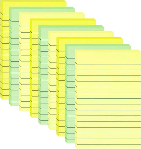 (9 Pack) Lined Sticky Notes with Lines 4X6 in Post, Aquatic Themed Colors Large Ruled Post Sticky Super Sticking Power Memo Pads Strong Adhesive, Sticky Notes 4x6 (Light Blue, Blue, Light Green) in Saudi Arabia