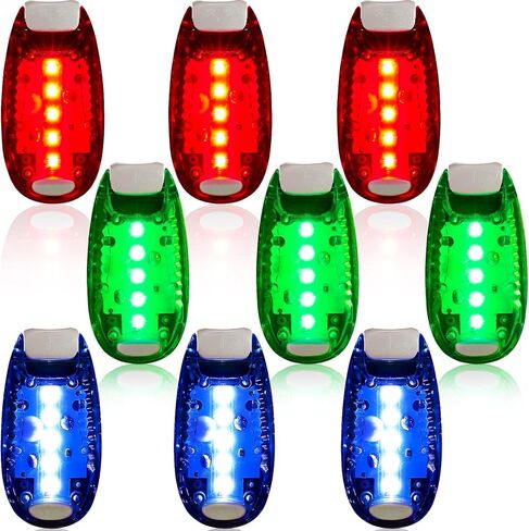 9 قطع أضواء LED لسلامة الجري وأضواء عاكسة وأضواء الكاياك ومشبك على أضواء الركض وأضواء عربة الأطفال للجري وخوذة الدراجة التحذيرية العاكسة وملحقات ذيل الدراجة (9 قطع) in Kuwait