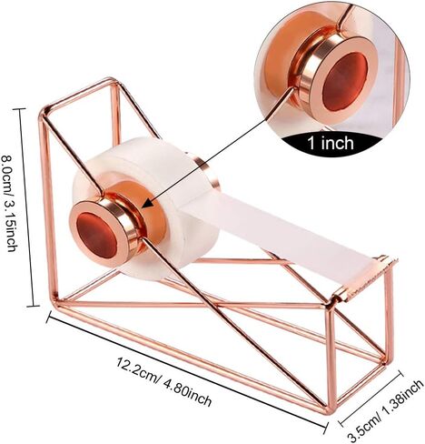 مجموعة لوازم مكتبية باللون الذهبي الوردي - دباسة، وموزع أشرطة، ومزيل دبابيس مع 1000 دبوس و12 مشبك، وإكسسوارات وديكورات مكتبية فاخرة من الأكريليك باللون الذهبي الوردي in Kuwait