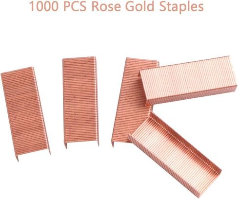 مجموعة لوازم مكتبية باللون الذهبي الوردي - دباسة، وموزع أشرطة، ومزيل دبابيس مع 1000 دبوس و12 مشبك، وإكسسوارات وديكورات مكتبية فاخرة من الأكريليك باللون الذهبي الوردي in Kuwait