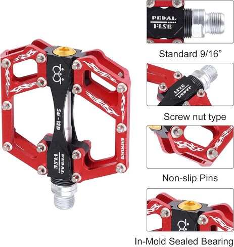 MTB/Road Bike Pedals Aluminium Alloy Bicycle Pedals Mountain Bike Pedals 9/16" Sealed Bearing Platform for BMX MTB Bike in Saudi Arabia