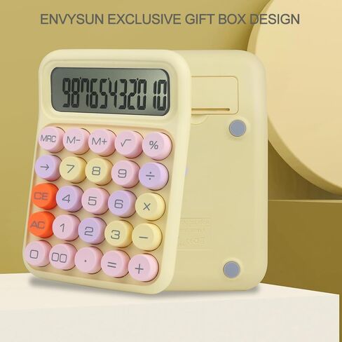 آلة حاسبة الحلوى الملونة، آلة حاسبة ميكانيكية لطيفة بشاشة LCD كبيرة الحجم مكونة من 12 رقمًا، آلة حاسبة بزر دائري كبير، سهلة الضغط، للمدرسة والمكتب والمنزل والمنزل، والنوم التلقائي، مع بطارية (أرجواني) in Kuwait