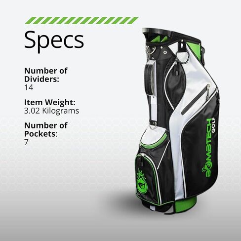 BombTech Golf - حقيبة حامل مميزة - 14 فتحة نادي فردية مع فواصل - حلقات مناشف من الفولاذ المقاوم للصدأ وجيب تبريد مدمج in Saudi Arabia