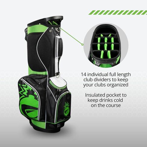 BombTech Golf - حقيبة حامل مميزة - 14 فتحة نادي فردية مع فواصل - حلقات مناشف من الفولاذ المقاوم للصدأ وجيب تبريد مدمج in Saudi Arabia