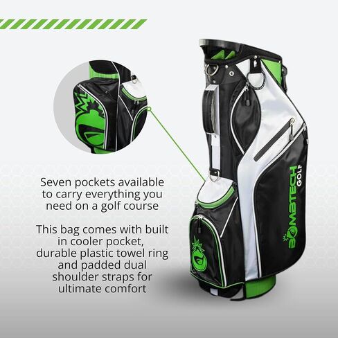 BombTech Golf - حقيبة حامل مميزة - 14 فتحة نادي فردية مع فواصل - حلقات مناشف من الفولاذ المقاوم للصدأ وجيب تبريد مدمج in Saudi Arabia