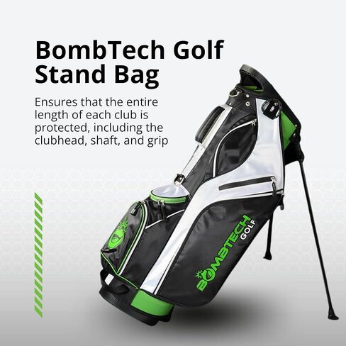 BombTech Golf - حقيبة حامل مميزة - 14 فتحة نادي فردية مع فواصل - حلقات مناشف من الفولاذ المقاوم للصدأ وجيب تبريد مدمج in Saudi Arabia
