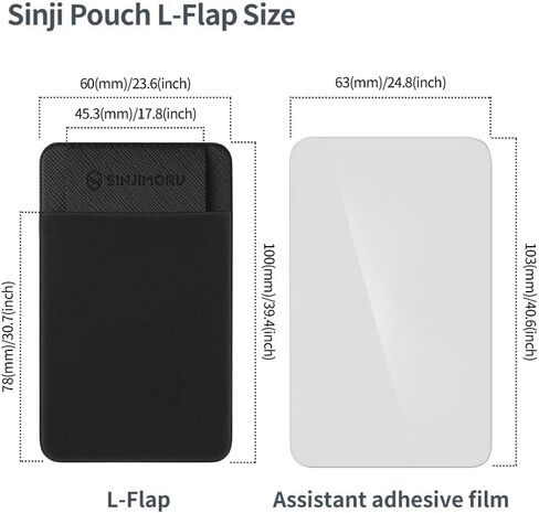 حامل بطاقة عمل Sinjimoru لظهر الهاتف، عصا iPhone قابلة لإعادة الاستخدام على المحفظة، حامل بطاقة الائتمان للهواتف الذكية. سينجي الحقيبة L-رفرف in Kuwait