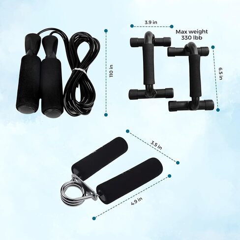 SPROS-Kit Abs Roller Wheels Automatic Rebound, Home Gym Workout Equipment with Knee Pad, Push up Bars, Elastic Bands, Jump Rope and Hand Grip, Abs Roller User Manual- Accessories for Men and Women in Saudi Arabia