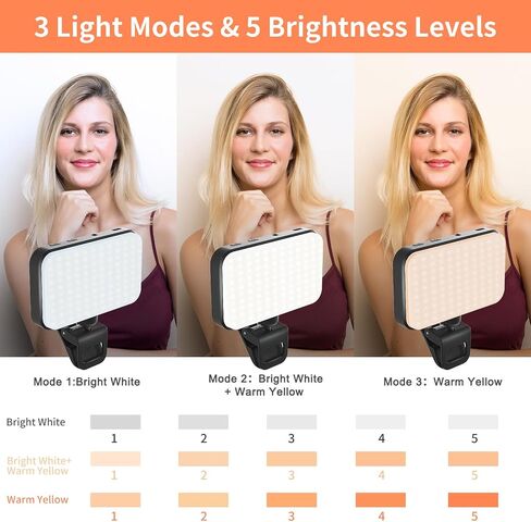 Rechargeable Clip-on Selfie Fill Light with 66 LED Selfie Ring Light for Phone, Laptop, Tablet for Selfie/Video Conference/Zoom Call/Photography/Makeup/Picture (White) in Saudi Arabia