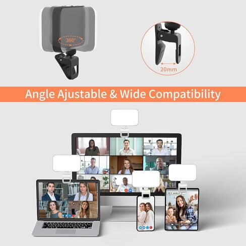 Rechargeable Clip-on Selfie Fill Light with 66 LED Selfie Ring Light for Phone, Laptop, Tablet for Selfie/Video Conference/Zoom Call/Photography/Makeup/Picture (White) in Saudi Arabia