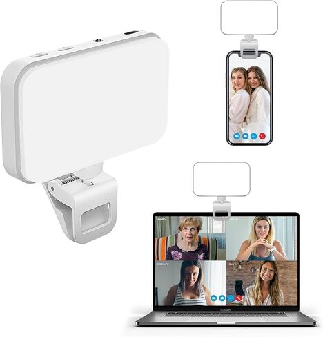 Rechargeable Clip-on Selfie Fill Light with 66 LED Selfie Ring Light for Phone, Laptop, Tablet for Selfie/Video Conference/Zoom Call/Photography/Makeup/Picture (White) in Saudi Arabia