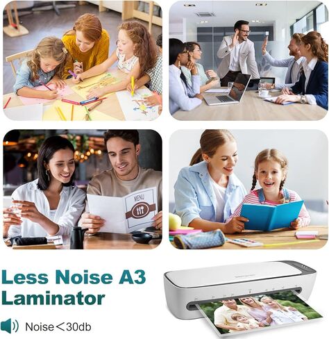 Laminator Machine, 13-inch A3 Laminator for A3 A4 A5, 60s Fast Warm-Up 6 in 1 Laminating Machine with Cold, 3Mil, 5Mil Modes, Paper Cutter, Corner Rounder, Hole Puncher and Iron Ring(40 Pouches) in Kuwait
