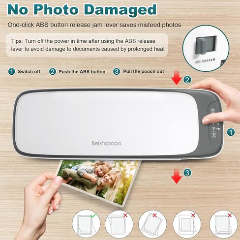 Laminator Machine, 13-inch A3 Laminator for A3 A4 A5, 60s Fast Warm-Up 6 in 1 Laminating Machine with Cold, 3Mil, 5Mil Modes, Paper Cutter, Corner Rounder, Hole Puncher and Iron Ring(40 Pouches) in Kuwait