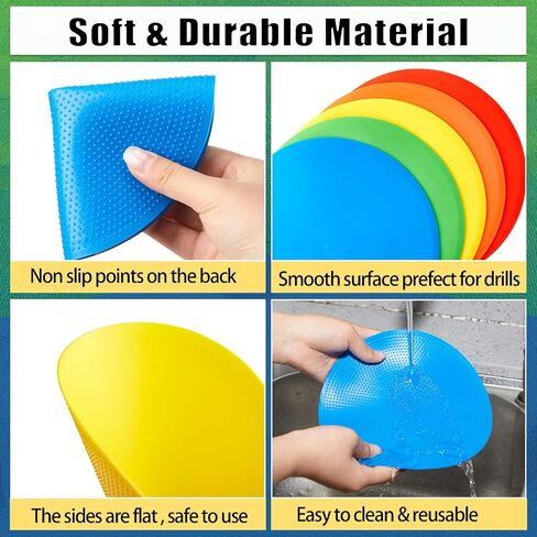 100 Pcs Spot Markers Anti Slip Rubber Poly Spot Agility Dot Markers Floor Spot Colorful Flat Field Cones for Soccer Basketball Speed Agility Training (Bright Color,Simple Style,7.8") in Saudi Arabia
