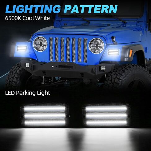 مصابيح إشارة الانعطاف LED المتسلسلة من SUPAREE باللون الأبيض الكهرمان DRL متوافقة مع جيب رانجلر TJ 1997-2006، مجموعة مصابيح إشارة الانعطاف الأمامية للعدسة المدخنة، حزمة من 2 in Kuwait
