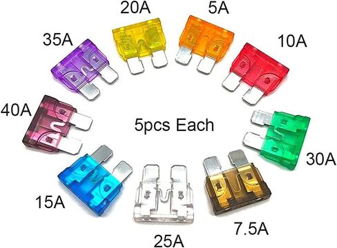 Car Fuses Assortment Kit, 45Pcs Blade-Type Automotive Fuses, Amp Fuse Kit, (5A/ 7.5A/10A/15A/ 20A/25A/30A/ 35A/ 40A), Replacement Fuses for Car Boat Truck Motorcycle RV (Standard Fuse) in Saudi Arabia