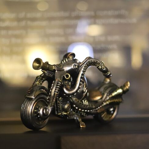 Fanciful Steampunk Octopus Motorcycle Statue Resin Cyborg Sci-fi Motorbike Sculpture Hand Painted Collectible Figurine for Home Table Book Shelf Man Cave Decor in Saudi Arabia